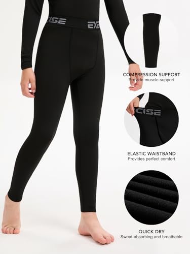 5 Pack Boys' Compression Pants Youth Athletic Tights Quick Dry Base Layer Leggings for Sports Basketball Football4