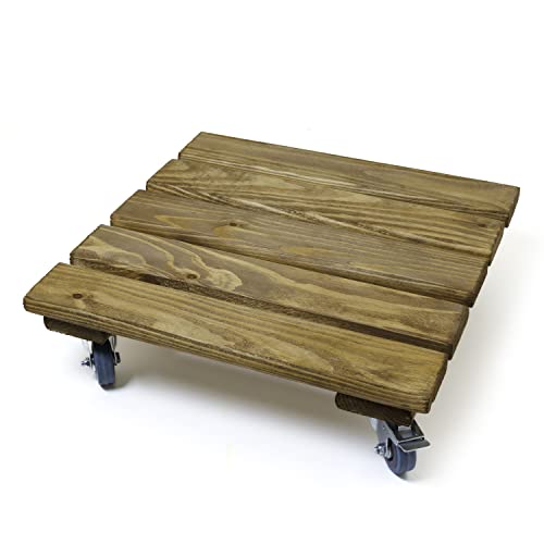 Holzfee Pflanzenroller massiv Rolli S-40 | Kiefer geölt 40 x 40 cm