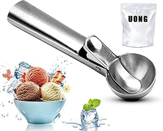 Ice Cream Scoop, Uong Thicken Food Grade 430 Stainlesss Steel Icecream Scoops for Ice Cream, Fruits, Baking and Water Melon Scoop, FDA Approved (300ML)