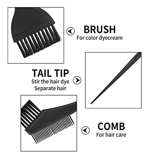 4 Pcs Hair Coloring Brushes, Hair Dye Brush and Mixing Bowl Set, Double-Sided Hair Dying Brushes Tint Comb Set for DIY Salon Hairs Coloring Dying Brush, with Mixing Bowl - Black