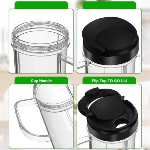 Taza de repuesto con asa y tapa antigoteo vaso de 22oz para licuadora Magic Bullet 6