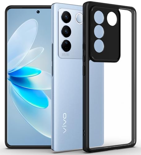 Image of KAPAVER Hybrid Series Back Cover Case Compatible with Vivo V27 / V27 Pro (PC+TPU) (Black)
