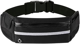 Pochete Esportiva Slim Com 3 Compartimentos, Impermeável Com Alça Ajustável Refletiva Para Corrida e Fitness (Preto)