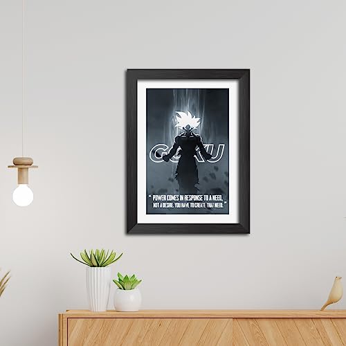 Image of TenorArts Goku Poster Draqon Ball Anime Quotes Laminated Photo Frame Painting with Matt Finish Black Textures (12 inches x 9inches)