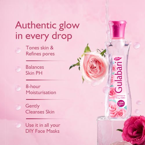 Image of Dabur Gulabari Premium Rose Water with No Paraben for Cleansing and Toning, 120 ml