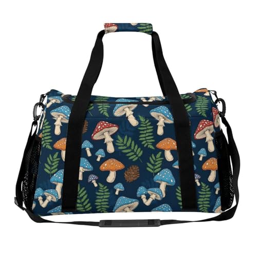 Women's Weekender Overnight Bag with Portable Handles Fit Fitness, Hiking, Camping, Business Trips, Daily Use (Mushroom)