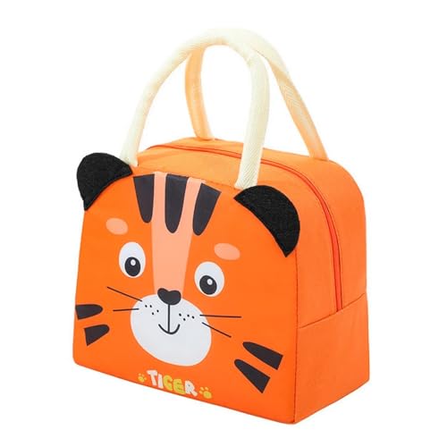 Lancheira Térmica bolsa Infantil com Desenhos Animado, Tecido Oxford, Conserva Alimentos Quentes e Frios, escola pequinique, criança volta aula, marmiteira portatil (Tigre)