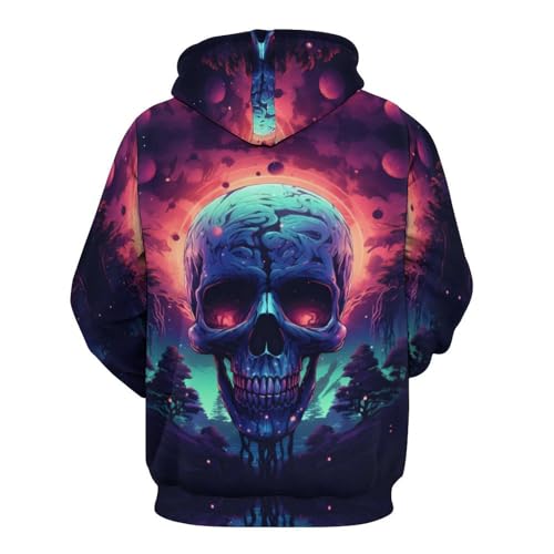 Blacklight Fire Skull Adult Hoodies Long Sleeve Shirts Sweatshirt Casual Pullover Hooded for Women Men3