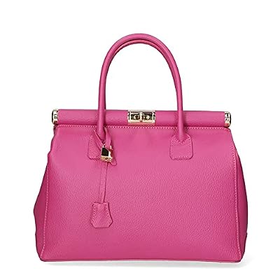 Chicca Borse Borsa top handle donna borsa a mano in pelle dollaro borsa media italiana - Fucsia