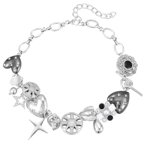 Black Heart Chunky Choker Necklace， Star Choker Necklace for Women