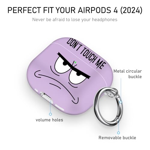 Image of for Apple Airpods 4th Generation Case Cover(2024),Don't Touch Me for Airpods 4 Cover with Keychain /Lanyard Soft Cute Shockproof Covers for Women Men Compatible AirPod 4 Case,Lavender