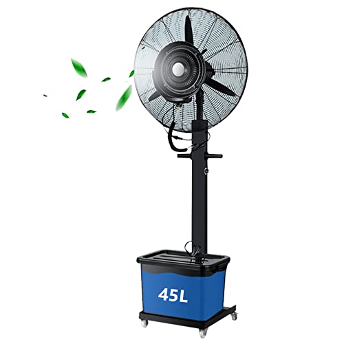 HMASNSEIY Ventilador oscilante nebulizador para Exteriores, 4 velocidades de enfriamiento, Ventilador de Pedestal nebulizador para Patios, terrazas y más, Negro, oscilación de 90° (71 cm/28 Pulgadas)