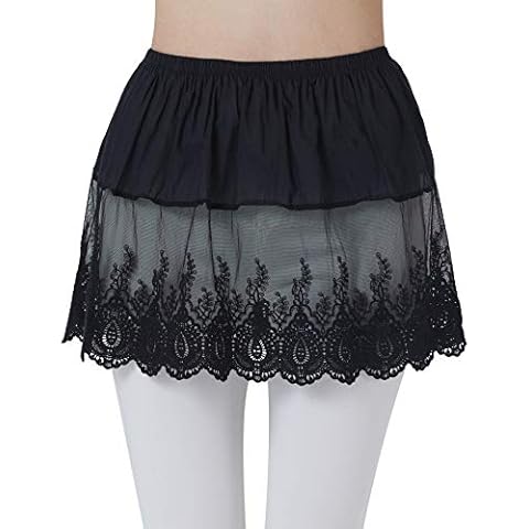 BEAUTELICATE Top Lace Shirt Extender Tunic Cotton for Women Floral Trim Ivory Mini Skirt Half Slip Plus Size Cover