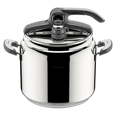 Lagostina Novia Vitamin Lagoeasy'UP Pressure Cooker 9 L Stainless Steel 18/10 Ø 24 cm, Induction and Gas Pot, Lid with Easy Opening, Including Basket, Ecodose and Recipe Book Cover