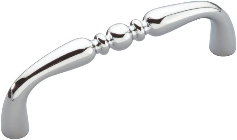 Hickory Hardware 1 Pack Solid Core Kitchen Cabinet Pulls, Luxury Cabinet Handles, Hardware for Doors & Dresser Drawers, 3 Inch Hole Center, Chrome, Conquest Collection