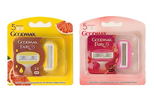 Goodmax Fairy Mini Lady Razor - Travel Size With Case - 5 Nano Blade - Moisture Bar Strip Dual Lubrication (Replacement Cartidge)