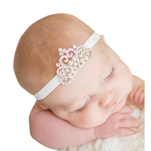 Image of Gillberry Crown hair band Princess Baby Girl Crystal Pearl Crown Hairband (White)