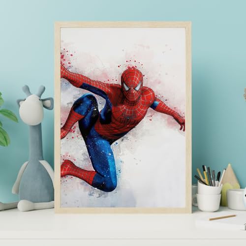 Ma Little Canv Affiche Super Héros - Décoration murale pour chambre d'enfant fille ou garcon - Motif Marvel Spiderman, Hulk, Captain, Ironman Thor et Batman...