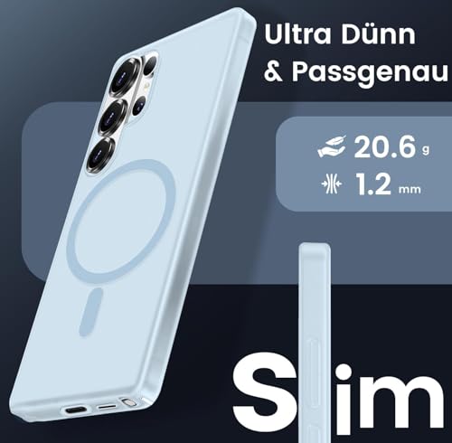 Image of DIZORO Matte Case for Samsung Galaxy S24 Ultra Compatible with MagSafe, Camera Lens Full Protection, Shockproof Translucent Frosted TPU Soft Phone Cover, Anti-Fingerprint (Sierra)