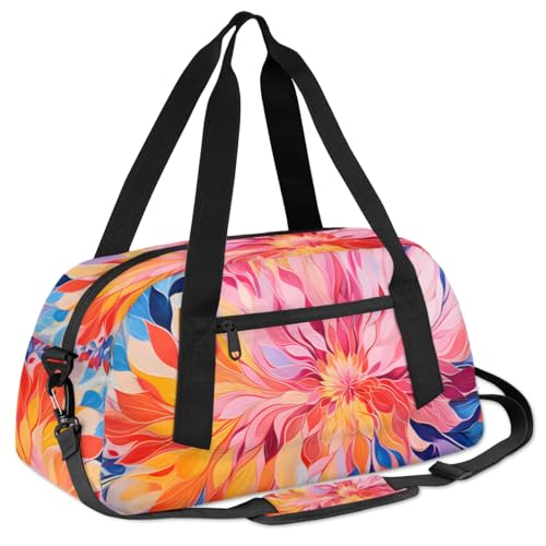 Mexican Colorful Flowers Kids Duffle Bag Boys Girls Small Sport Dance Gym Bag for Overnight Travel Weekender Carry On3