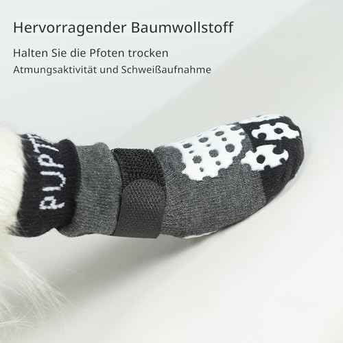 PUPTECK 2 Paar Doppelseitige Anti-Rutsch Hundesocken mit verstellbaren Riemen für den Innenbereich - Hundeschuhe Pfotenschutz Sommer Haustierpfoten Schutz Traktion Kontrolle Socken auf Hartholzboden