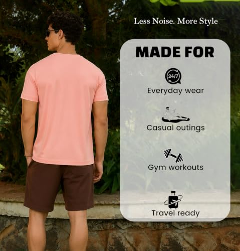 Image of Sleepynuts Men's Everyday Wear Crew Neck Regular Fit T-Shirt | Half Sleeve Solid Plain Casual T-Shirt for Men | Soft Breathable Fabric |