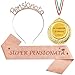 3Pcs Regalo Pensionata Fascia Pensionata Medaglia Pensione 2025 Tiara Pensionata Addobbi Decorazioni Gadget per Festa di Pensione Donna immagine