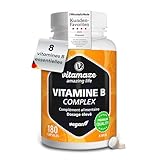 Vitamine B Complexe Fort avec Vitamine B1, B2, B3, B5, B6, B7 (Biotine), B9 (Acide Folique...