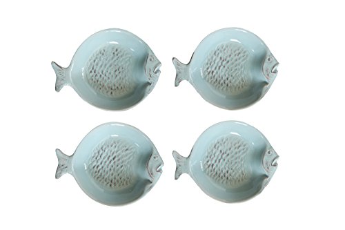 Creative Co-Op Ceramic Fish Shaped Dish Set, Multicolor