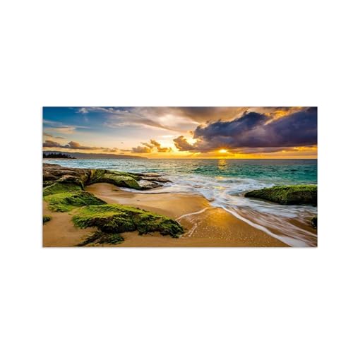 Tableau sur toile paysage marin et plage de mer LXURY, affiche décoration murale 50x100cm