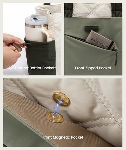 Image of LOVEVOOK Tote Bag for Women, puffer tote bag for Work Travel Nurse, Lightweight quilted Bags with Compartments