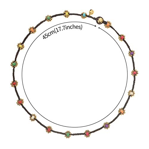 Made by Nami Surfer Necklace with Beads • Boho Choker Necklace Chain • Women & Girls • Handmade Beach Summer Jewelry • Goa Hippie Oriental Necklace • Adjustable & Waterproof (Multi Beads)4