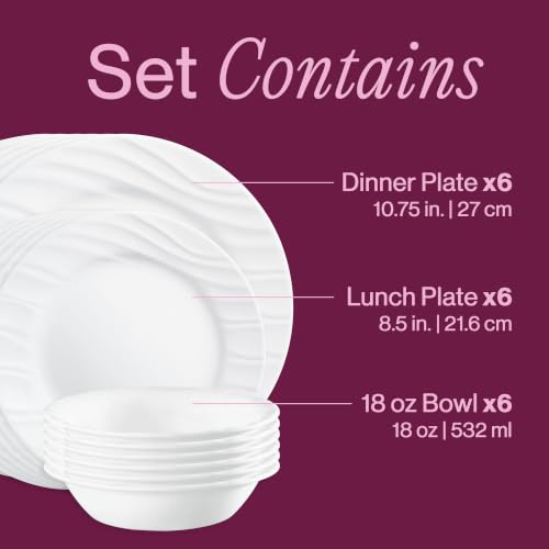 Image of Corelle Swept 18-Piece Round Dinnerware Set, Service for 6
