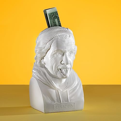 Money Box Einstein Money Box Bust Made of Resin, 14.5 cm, White, standard size - Image 3