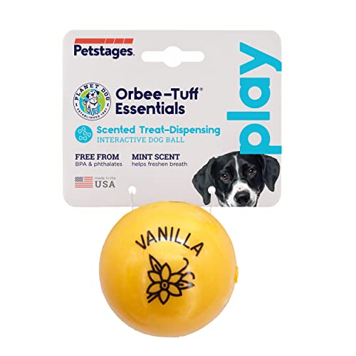 Planet Dog Orbee-Tuff Essentials Vanilla Scented Interactive Dog Ball Treat Dispenser Toy, Yellow #TOP1