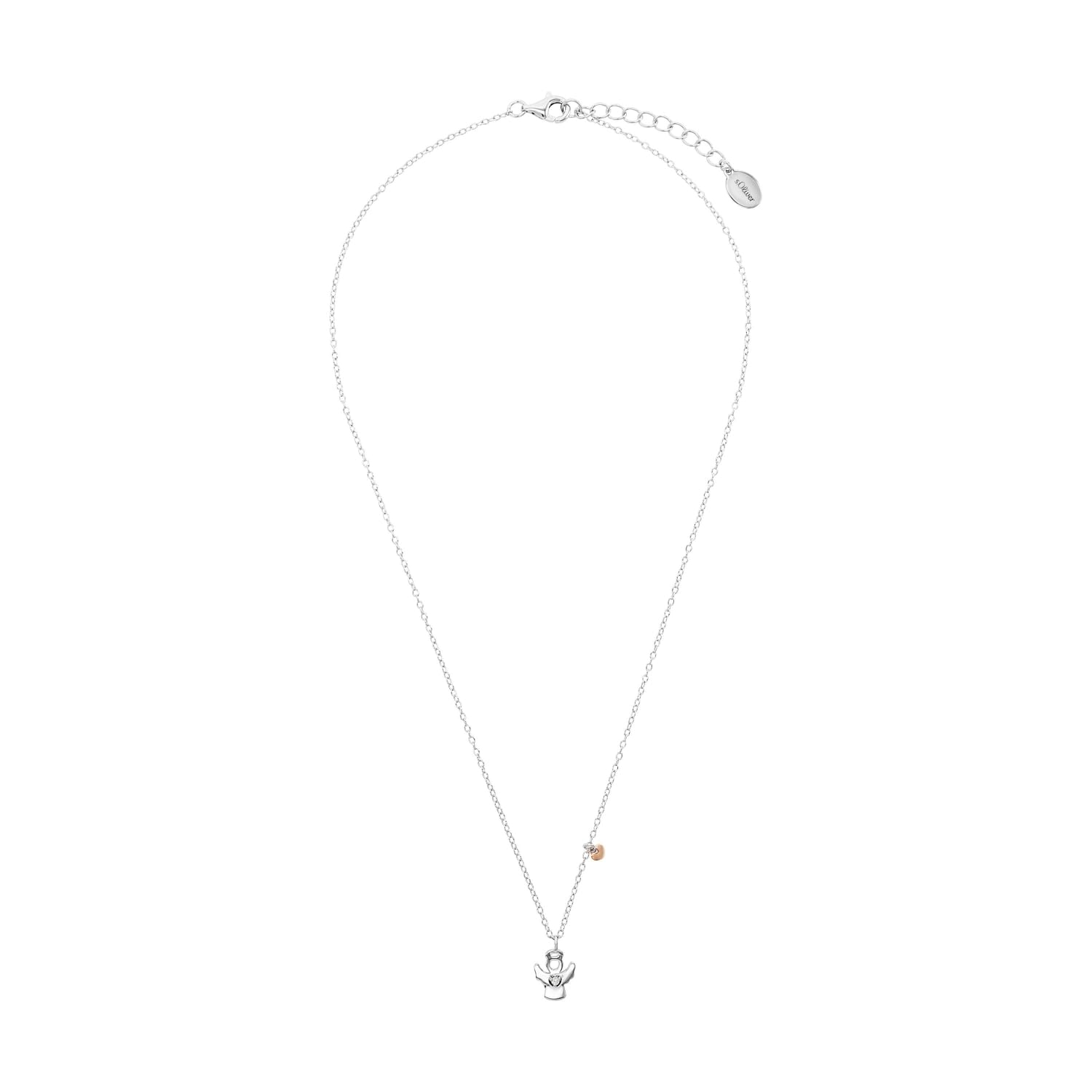s.Oliver Kette mit Anhänger 925 Sterling Silber Mädchen Kinder Halsschmuck, mit Zirkonia synth., 37+3 cm, Silber, Engel, Kommt in Schmuck Geschenk Box, 2028454