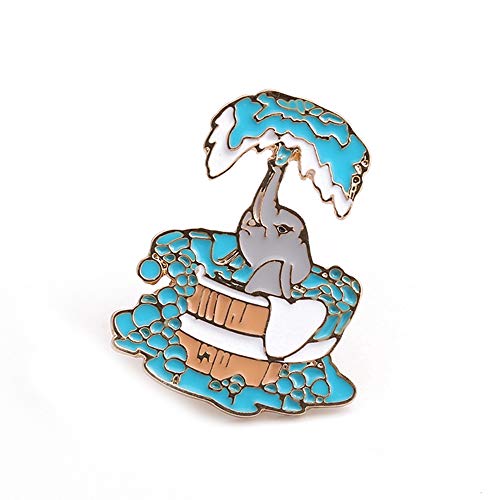 Preisvergleich Produktbild Ogquaton Brosche Cartoon Badeelefanten Brosche Niedlich Tropföl Elefant Abzeichen Pin Jeans Kleidung Tasche Zubehör Hohe Qualität