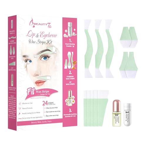 Bandas de Cera Fría Depilatoria Facial, Tiras de Cera para Labios y Cejas en Casa, Pack de 24 Tiras con Polvo de Perla Aceite Esencial para Piel Sensible Beauty7
