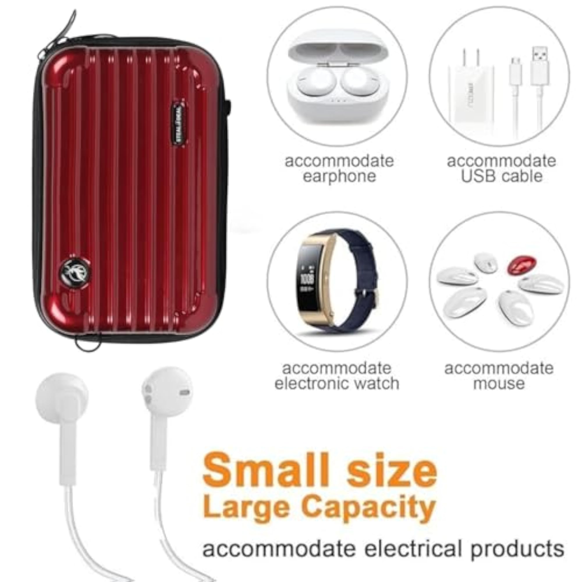 Portable Hard Shell Vanity Bag with Adjustable Strap, Waterproof
