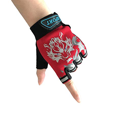 Luvas infantis para ciclismo, meia dedo, respiráveis, antiderrapantes, para equitação, esportes ao a