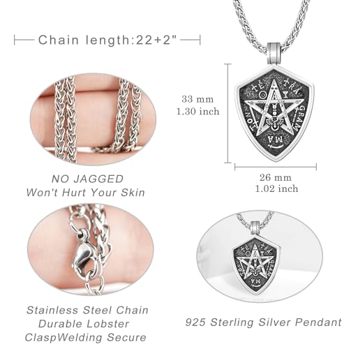 925 Sterling Silver Tetragrammaton de Plata Tetragrammaton Pendant Amuletos de Protección y Buena Suerte for Men4