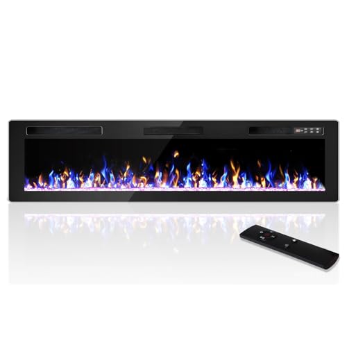 72 Inch Electric Fireplace, Ultra-Thin Fire Places Electric Fireplace Inserts Recessed and Wall...