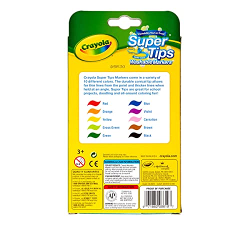 Crayola Super Tips Markers, Washable Markers, 10Count, Assorted #TOP4