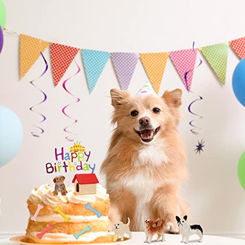 18 Pcs Realistic Dog Cake Topper Dog Figurines Dog Happy Birthday Cake Topper Dog Bone Kennel Cake Toppers Dog Party Decoration Mini Dog Set For Kids Baby Shower Garden Birthday Party (Vivid Style) #TOP4