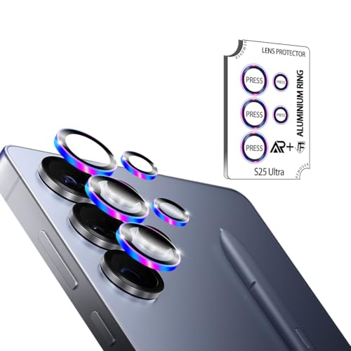 BIGFACE for Galaxy S25 Ultra Camera Lens Protector - 9H Tempered Glass & Metal Camera Cover - Durable Anti-Scratch HD View w/Night Shoot(Colorful)