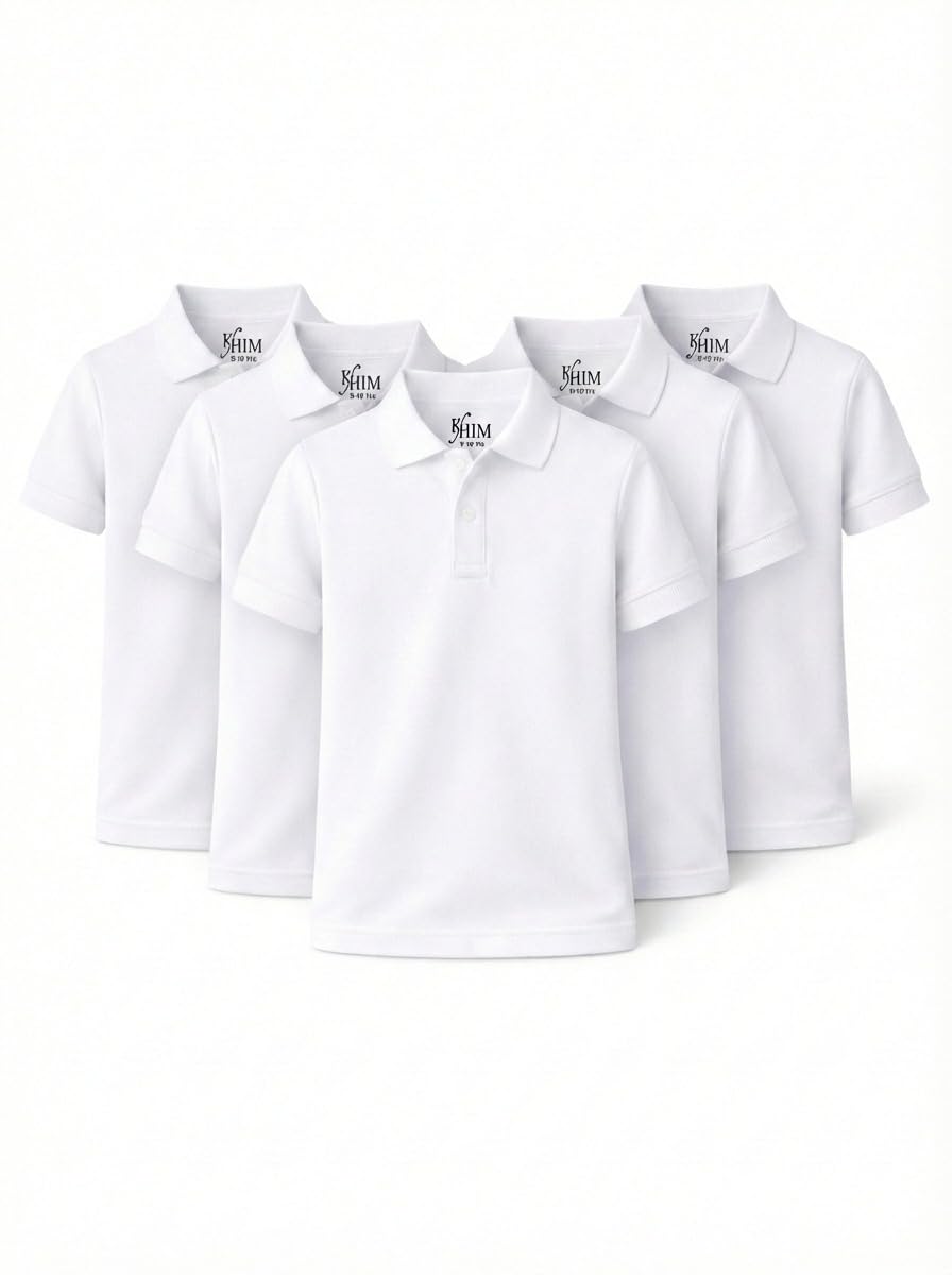 KHIM Unisex Polo Short Sleeve Polycotton Boys Girls School Uniform Plain Half Sleeve Shirts Sports Wear Indoor Outdoor