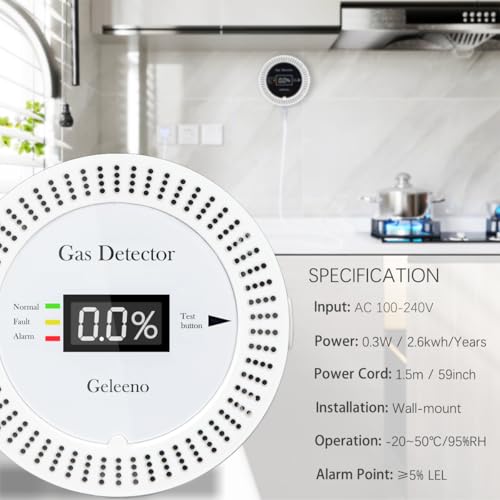 Image of Natural Gas Detectors for Home, Propane Gas Leak Detector with 59 inch AC Plug-in Cable