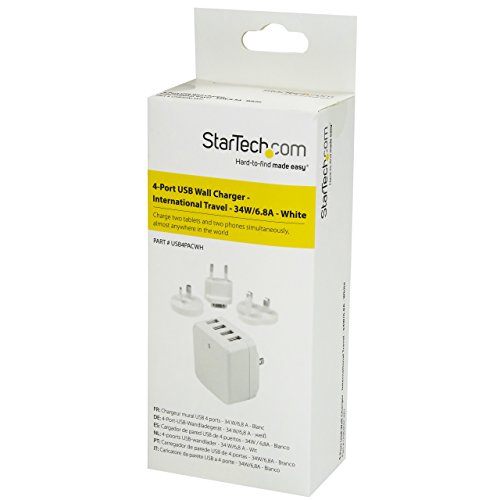 StarTechcom-4-Port-Travel-USB-Wall-Charger-34W68A-International-Travel-Adapter-White-Portable-USB-Charging-Station-USB4PACBK