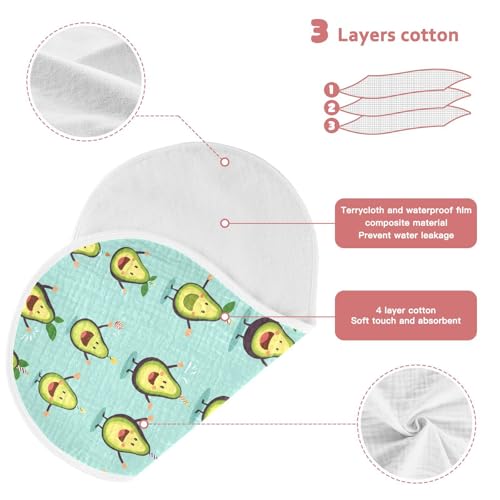 vvfelixl Muslin Burp Cloths Funny Kawaii Avocado Baby Washcloths for Baby Girl Boys 2 Pack3