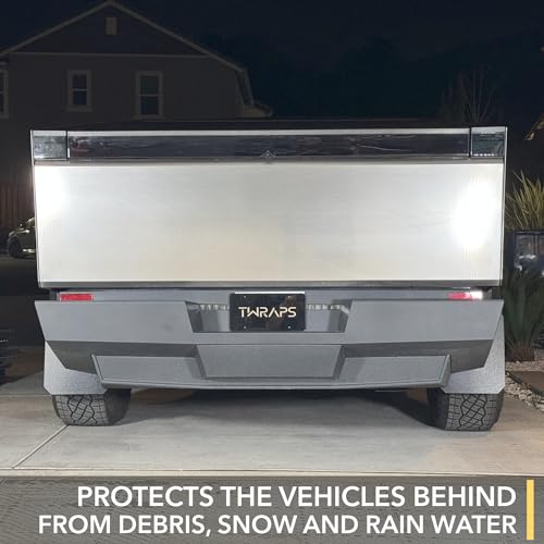 Image of TWRAPS Slim Mud Flaps for Tesla Cybertruck 2024-2026, Set of 4 - Rugged Style Front and Rear Splash Guards, No Drilling Easy Install Kit Included, Cyber Truck Protection Accessories
